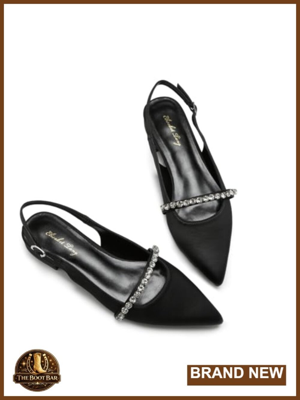 Rhinestone Slingback Flats Pointed Toe Dress Shoes for Women Comfortable Low
